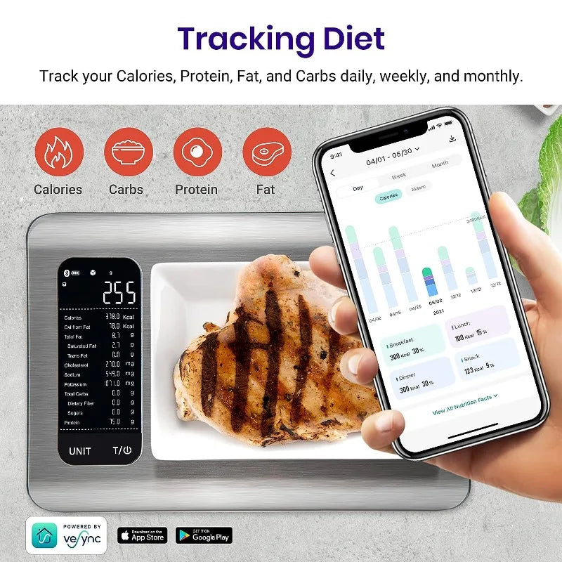 Digital Kitchen Scale with Smart Nutrition App