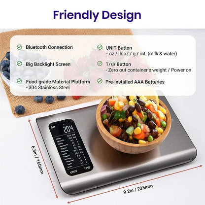 Digital Kitchen Scale with Smart Nutrition App