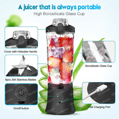 Portable USB Rechargeable Fruit Juicer Blender